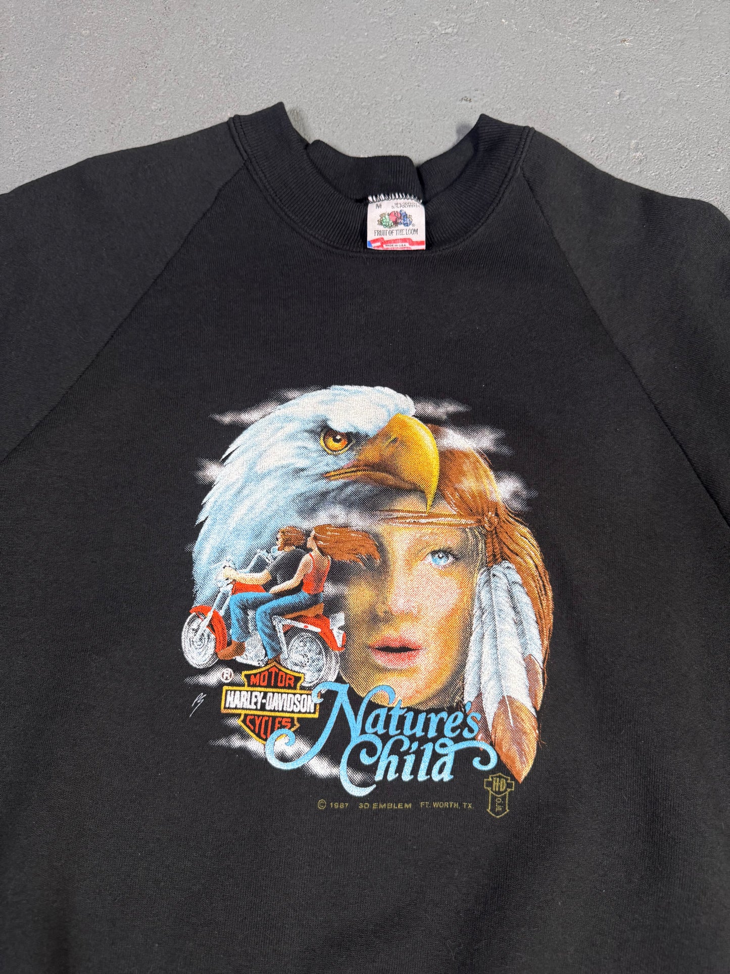 Rare “1987” Natures Child Harley 3D Emblem Crewneck