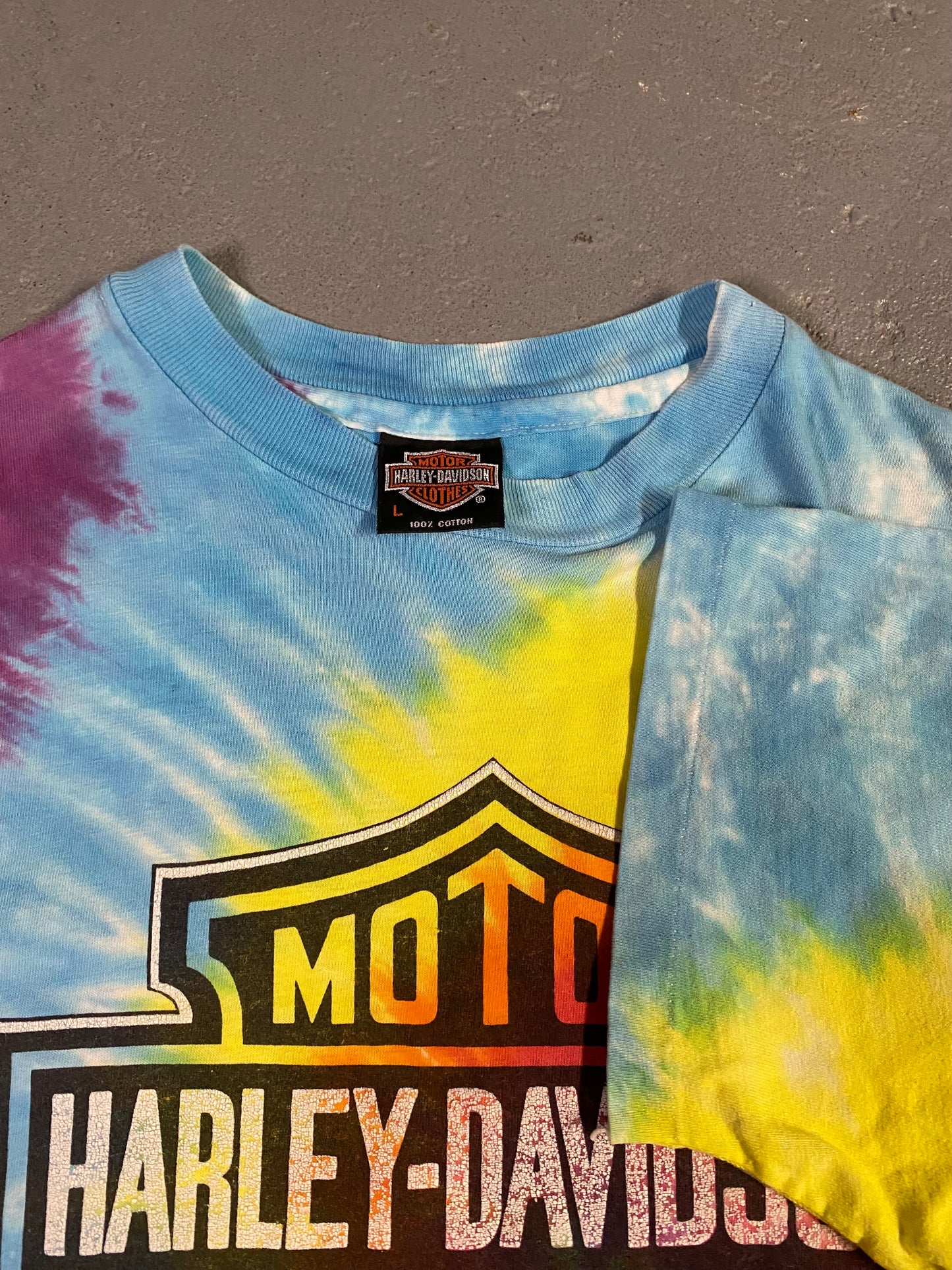 1996 Singe stitch Tie-Dye Harley Tee Sz L