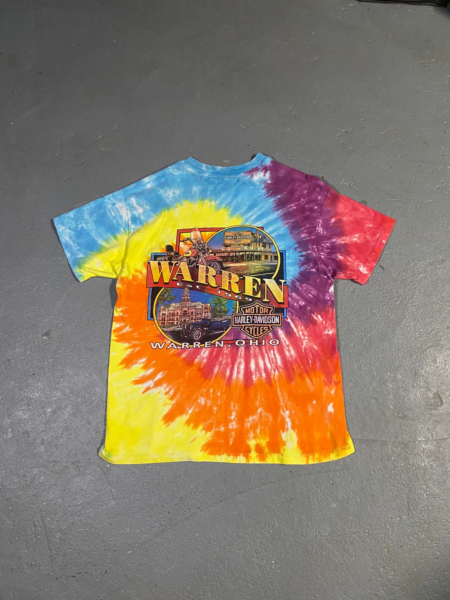 1996 Singe stitch Tie-Dye Harley Tee Sz L