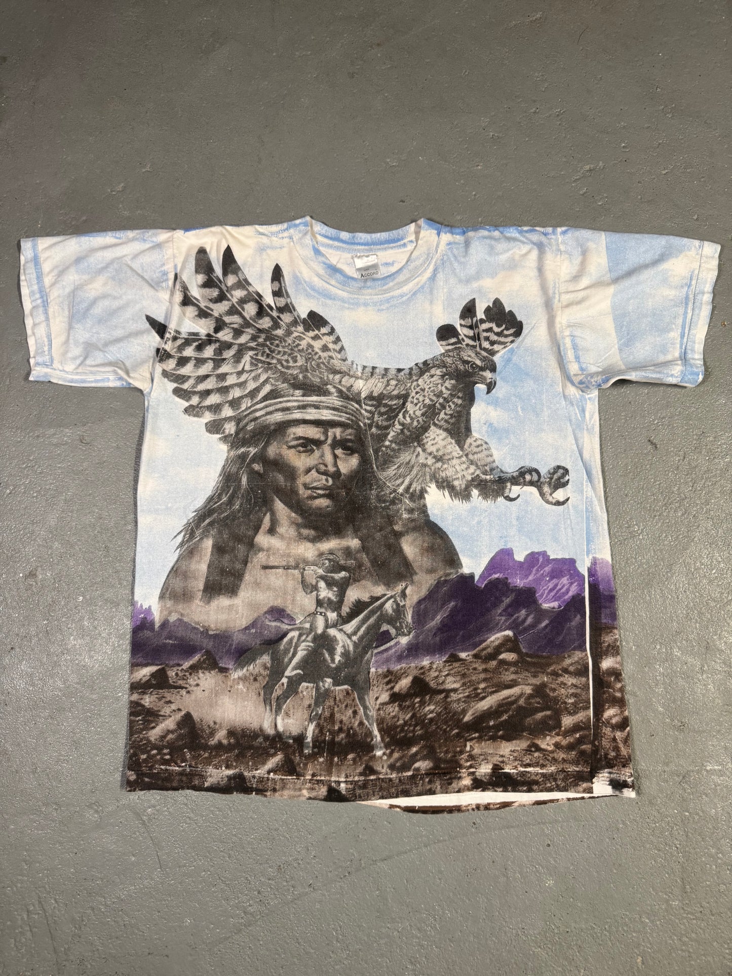 90s Native American Aop Tee Sz XL
