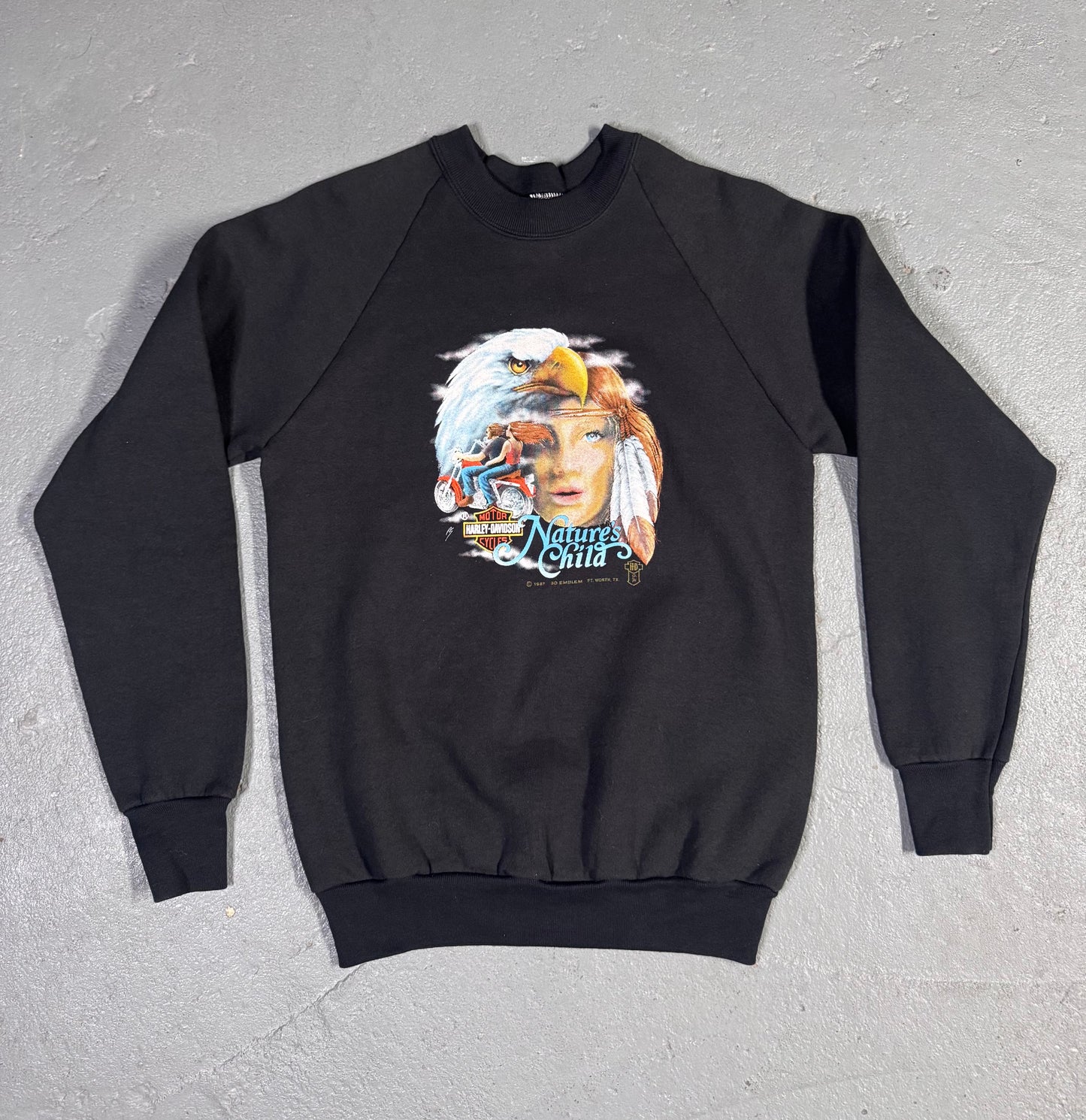 Rare “1987” Natures Child Harley 3D Emblem Crewneck