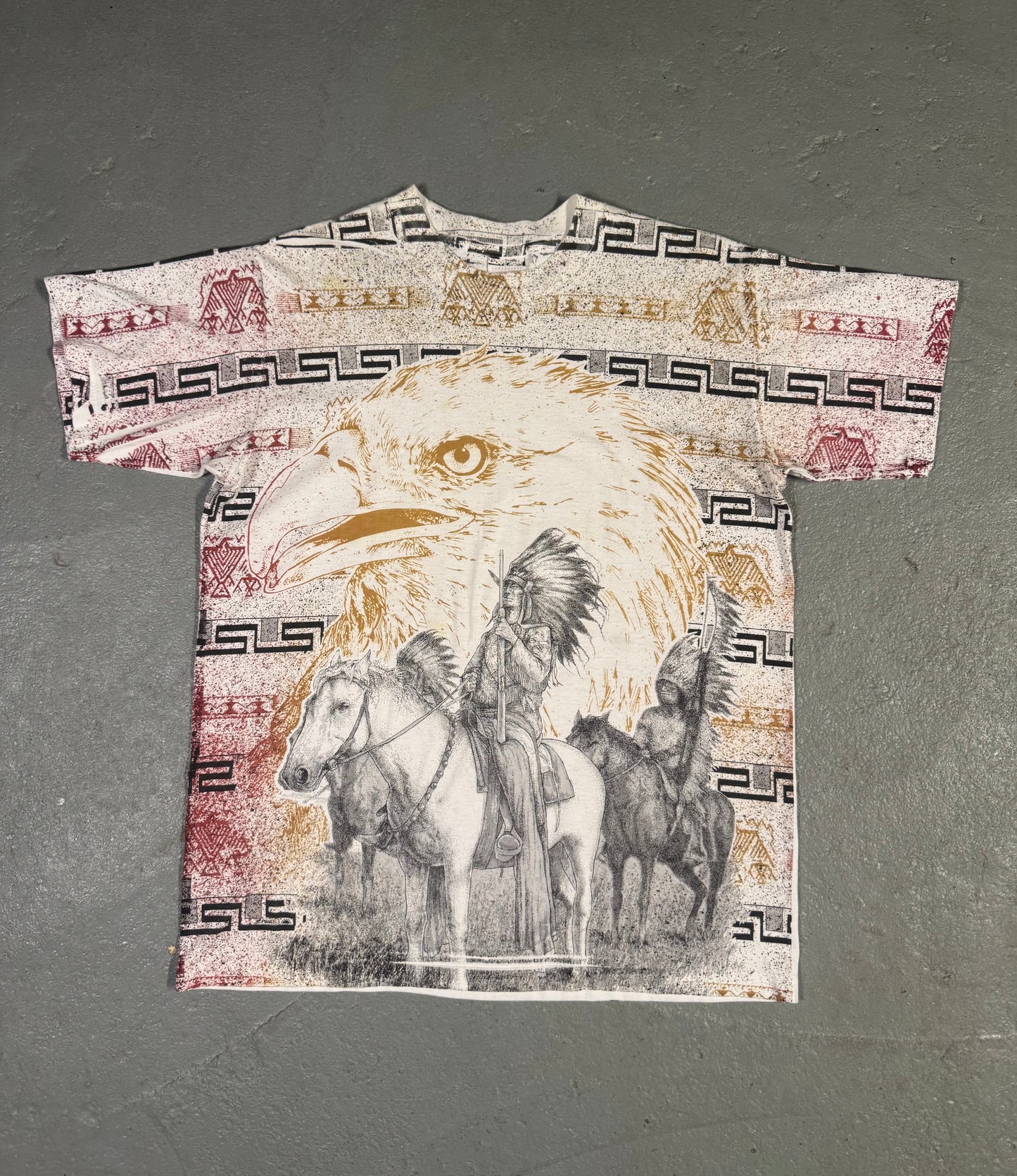 Vintage Native American Aop Tee Sz L