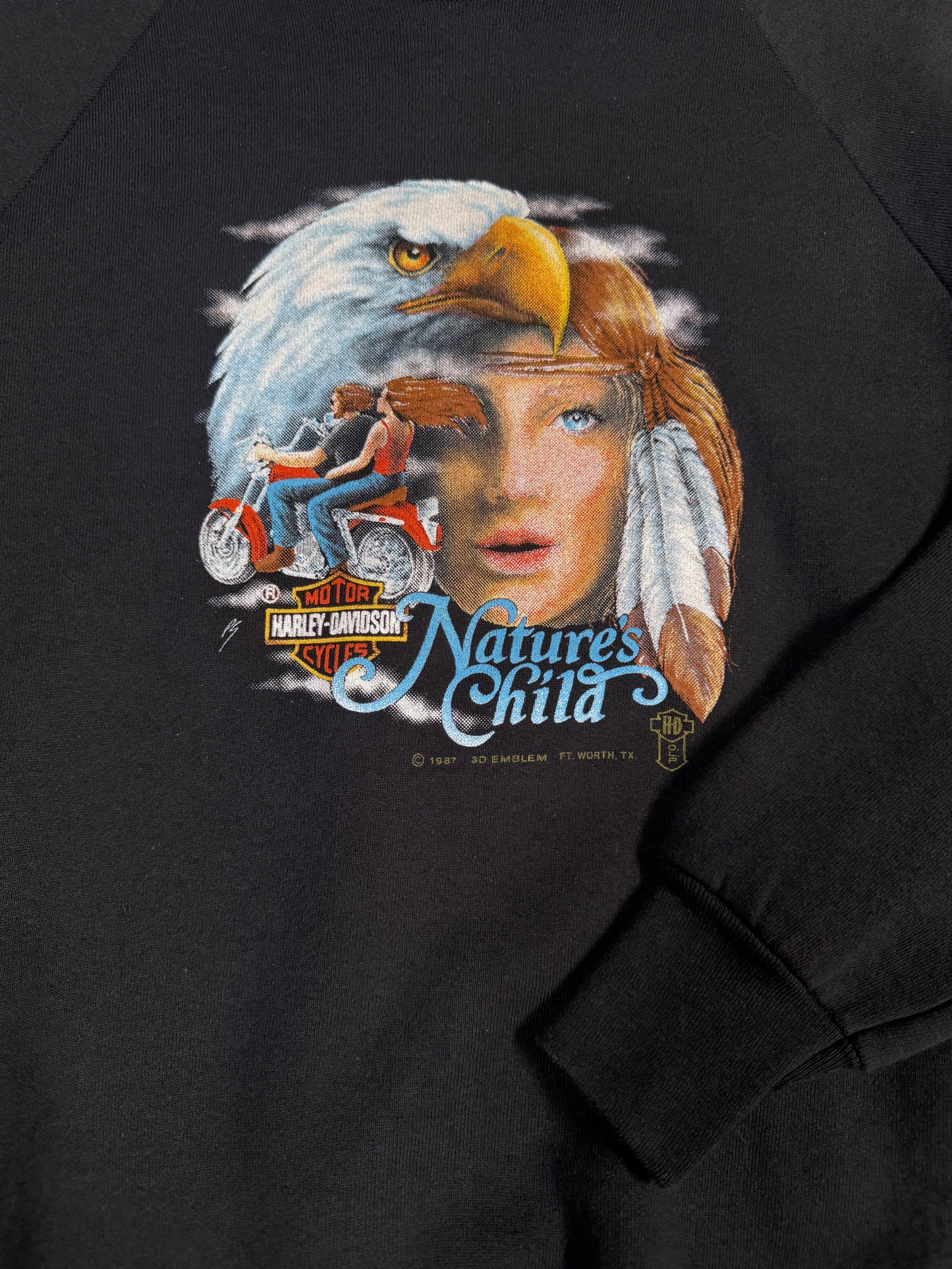 Rare “1987” Natures Child Harley 3D Emblem Crewneck