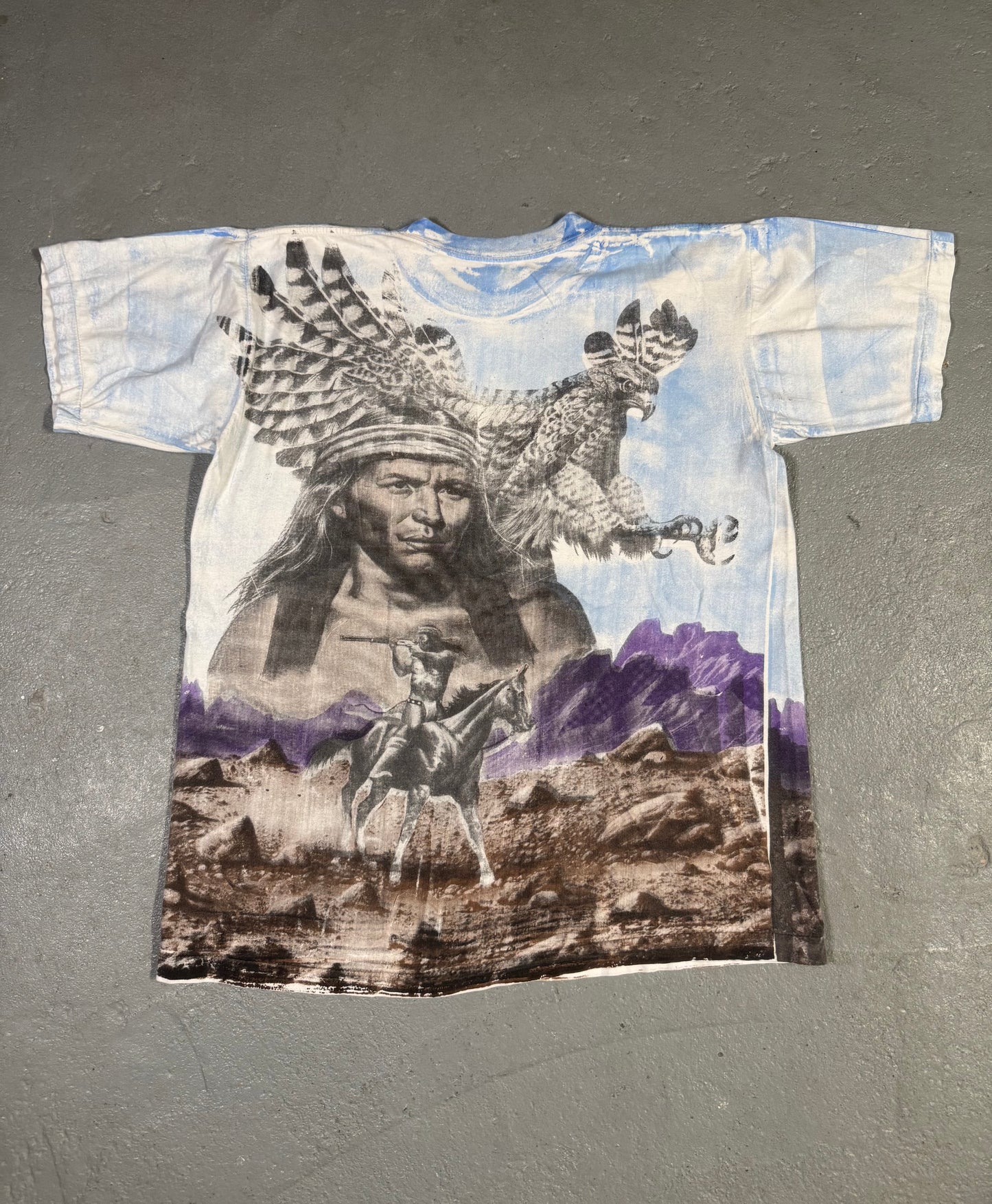 90s Native American Aop Tee Sz XL