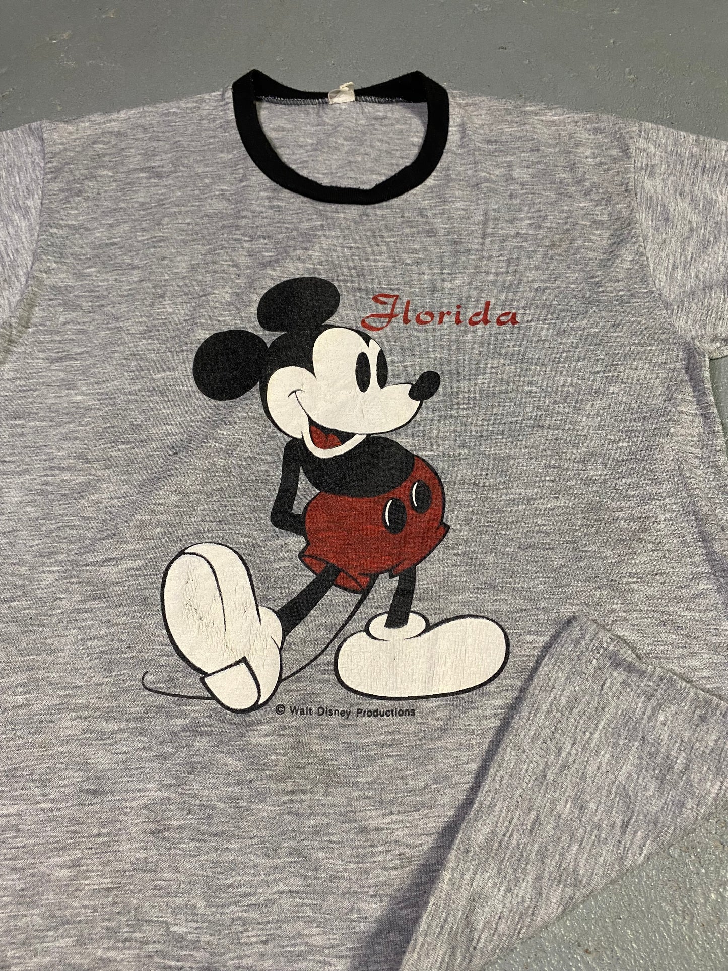 70-80s Mickey Mouse Ringer Tee Sz L