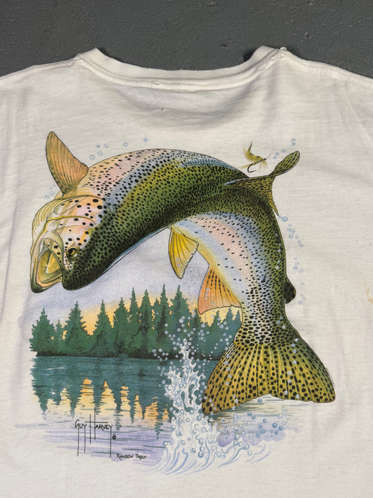Vintage Single stitch Guy Harvey Rainbow Trout Tee Sz XXL