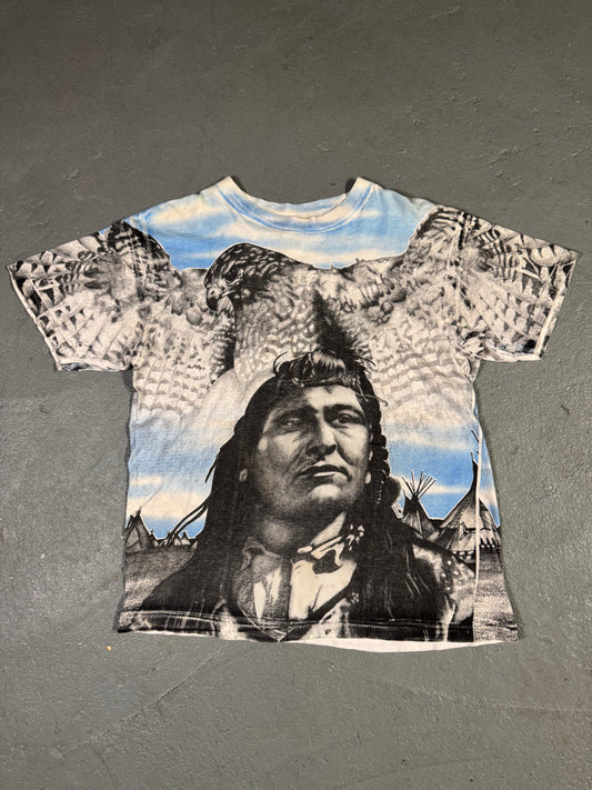 90s Native American Aop Tee Sz L
