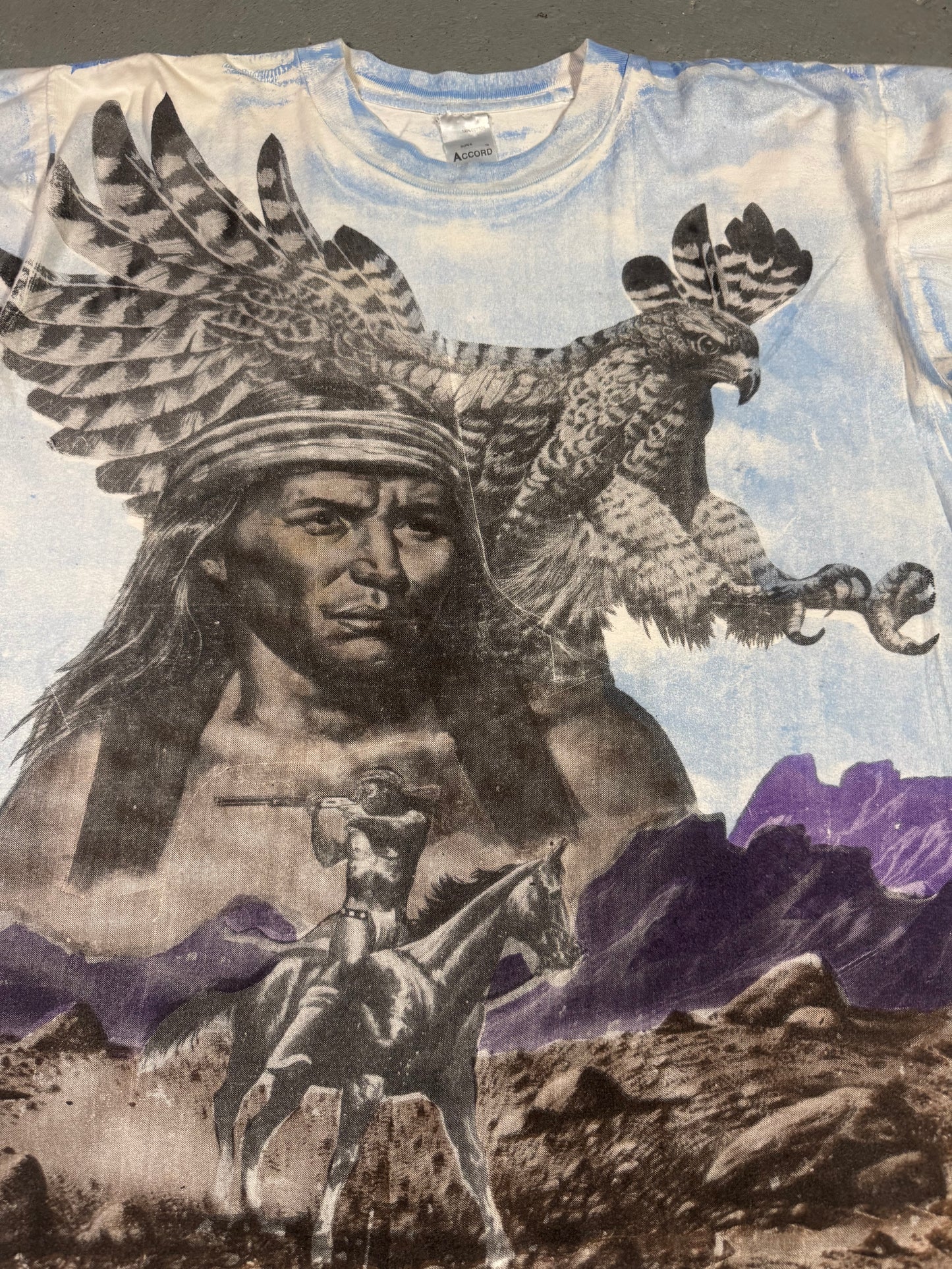 90s Native American Aop Tee Sz XL