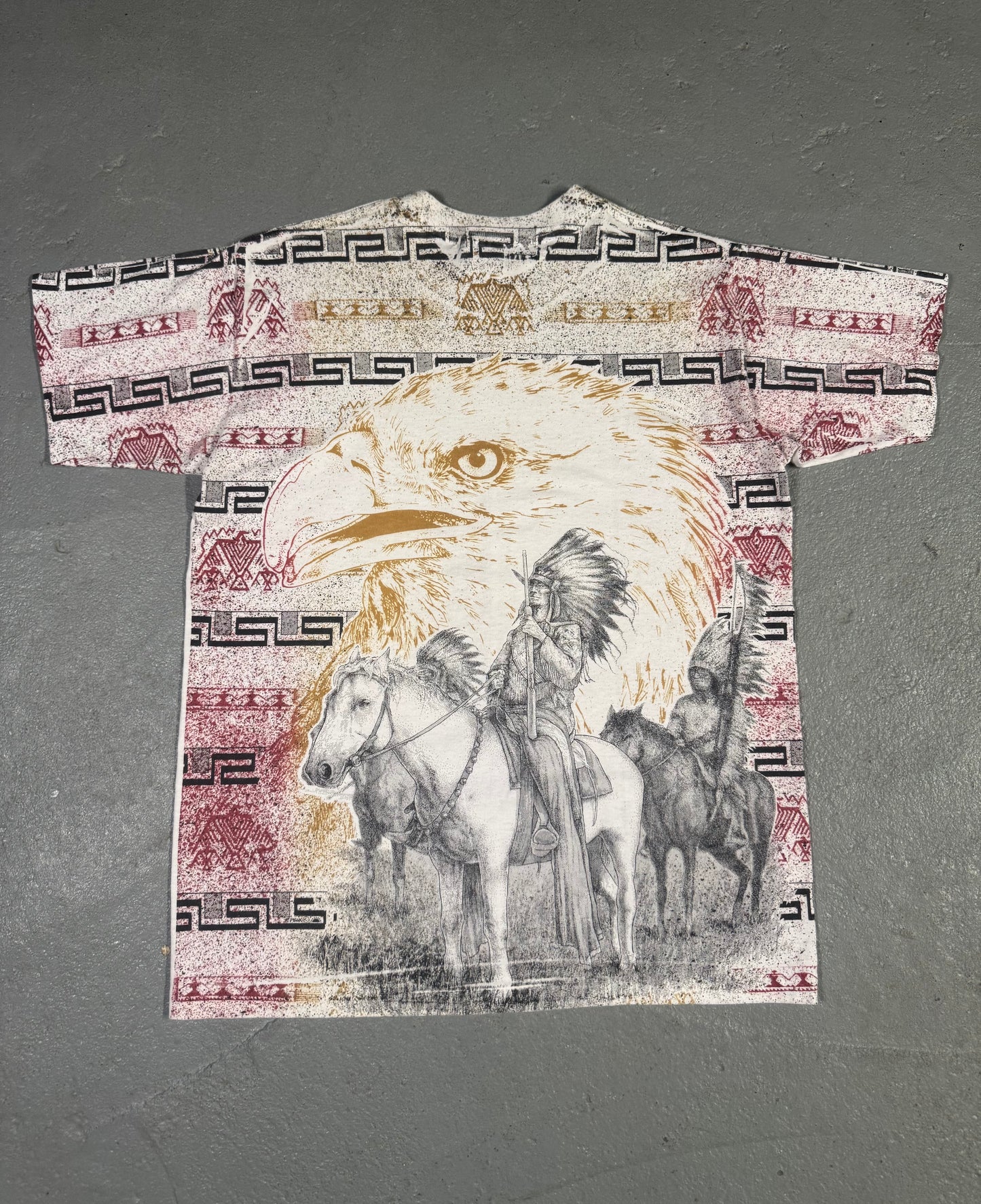 Vintage Native American Aop Tee Sz L