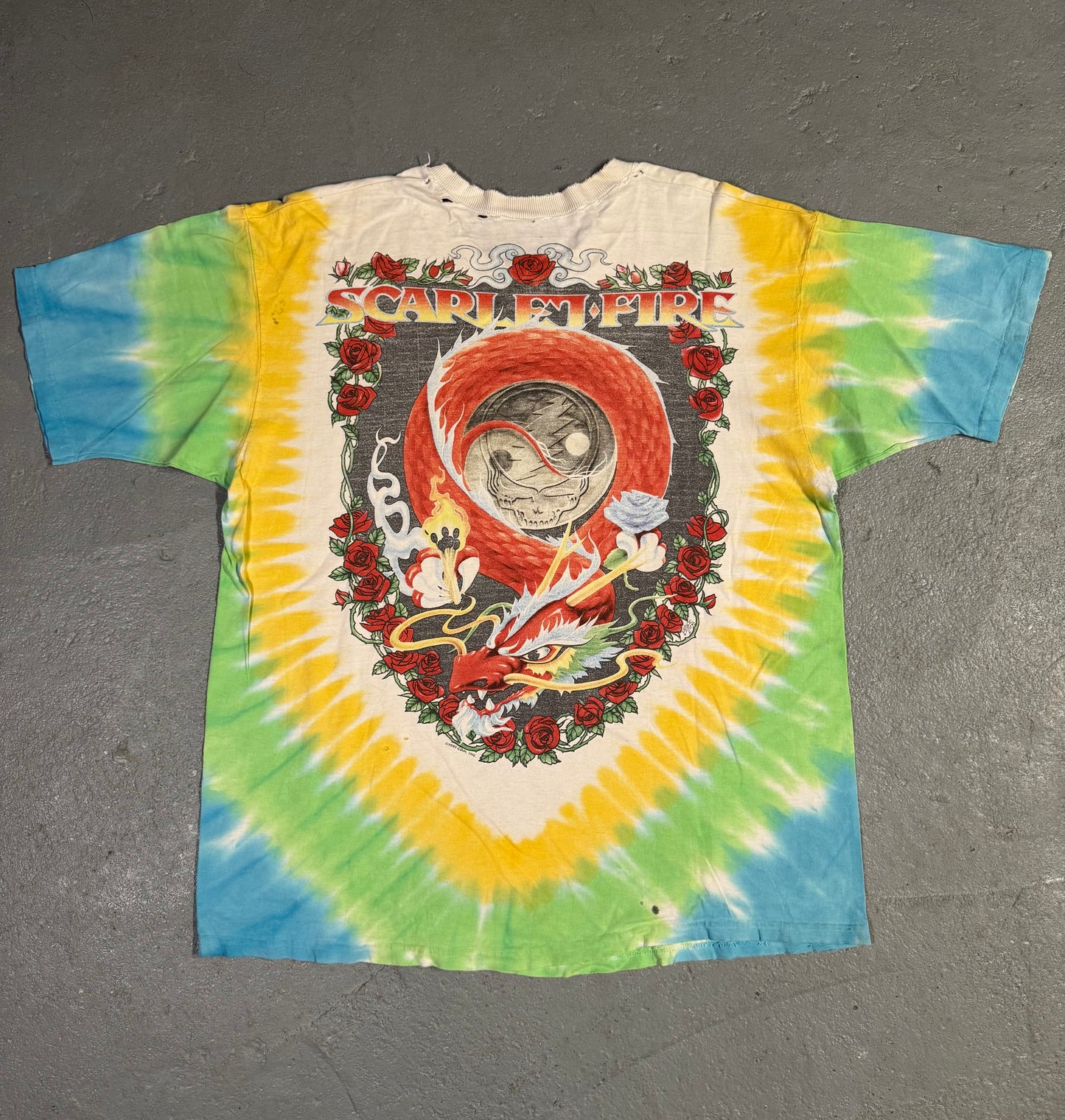90s Greatful Dead Scarlet Fire Tee Sz XL