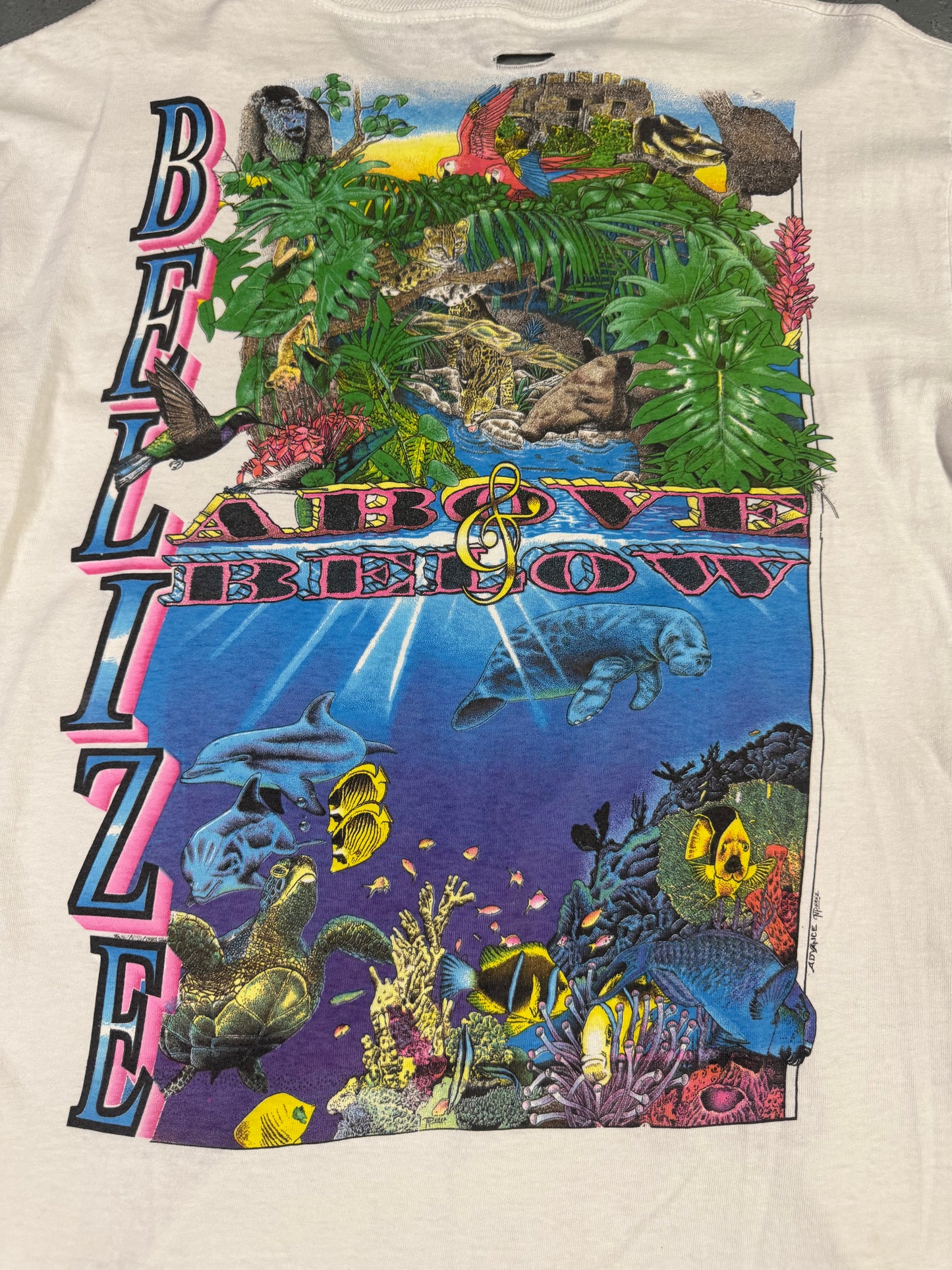 90s Belize Single Stitch Tee Sz L