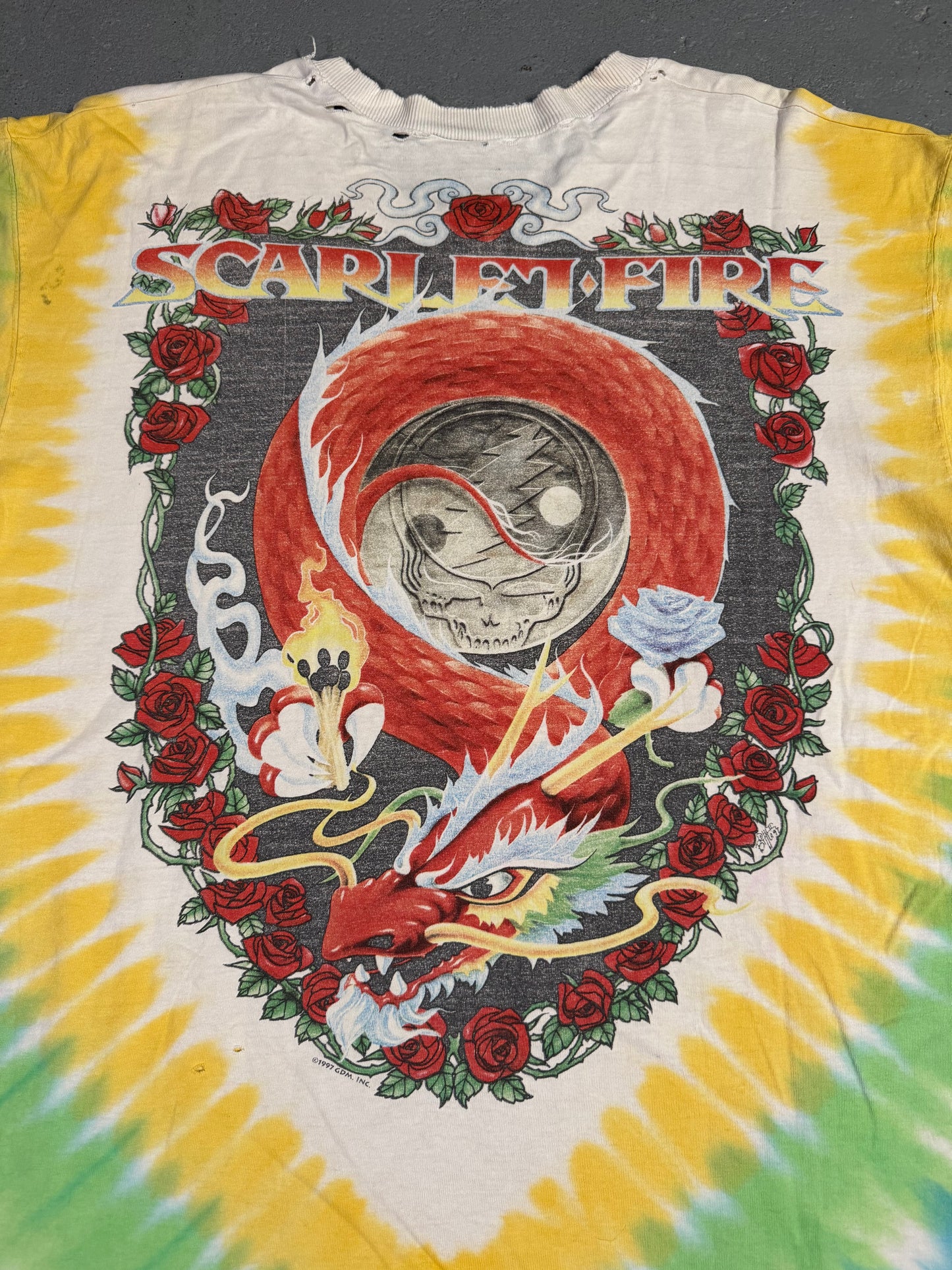 90s Greatful Dead Scarlet Fire Tee Sz XL