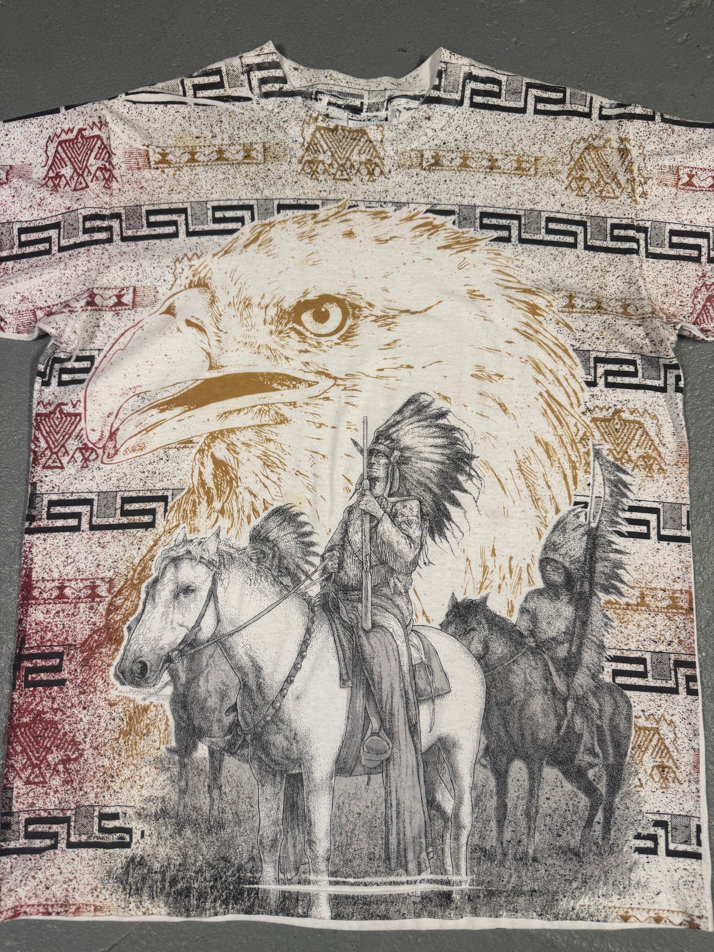 Vintage Native American Aop Tee Sz L
