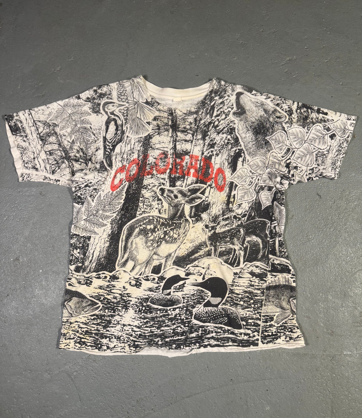 90s Single stitch Nature Aop Tee Sz L-Xl