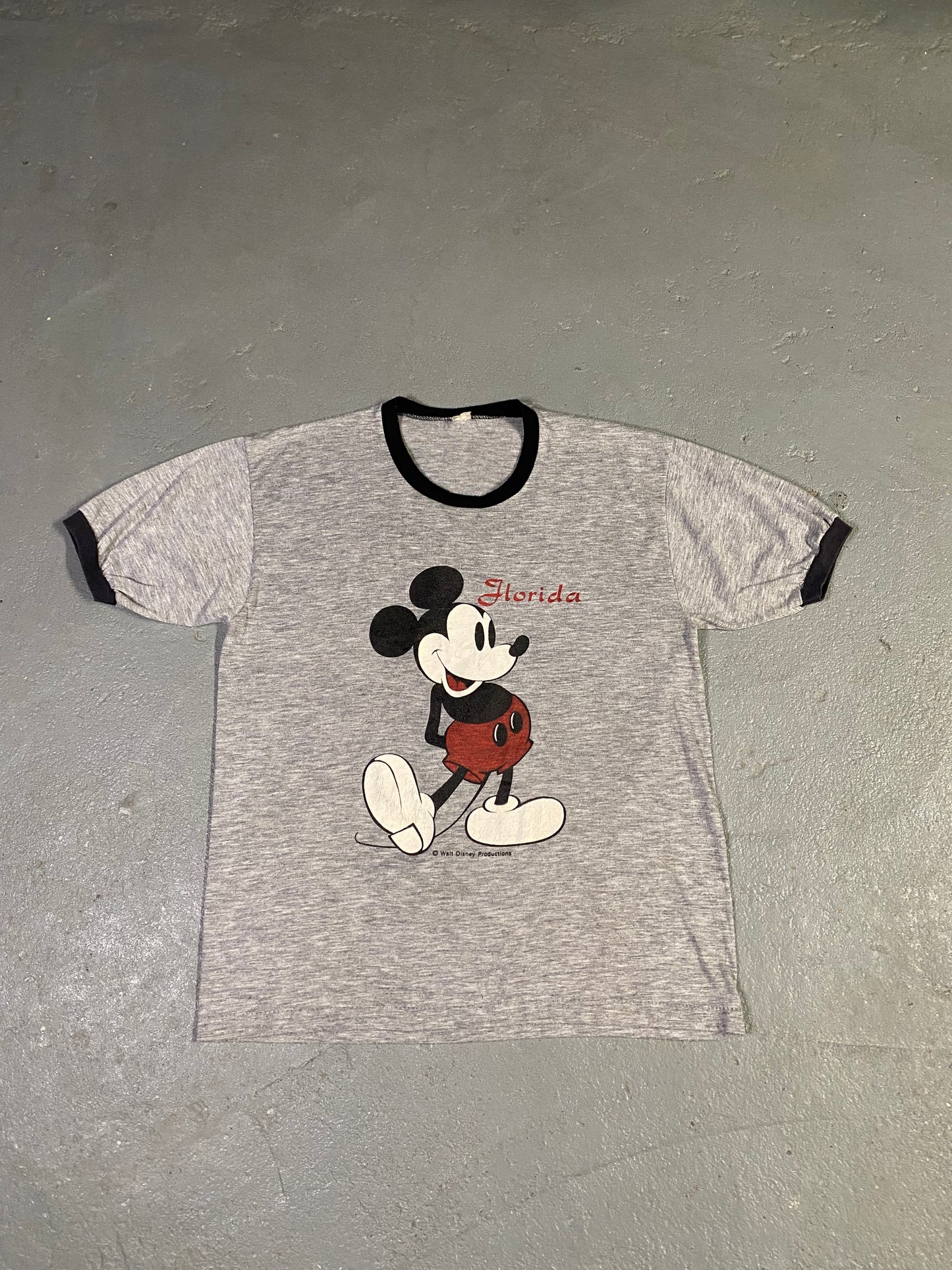 70-80s Mickey Mouse Ringer Tee Sz L