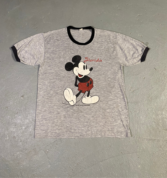 70-80s Mickey Mouse Ringer Tee Sz L