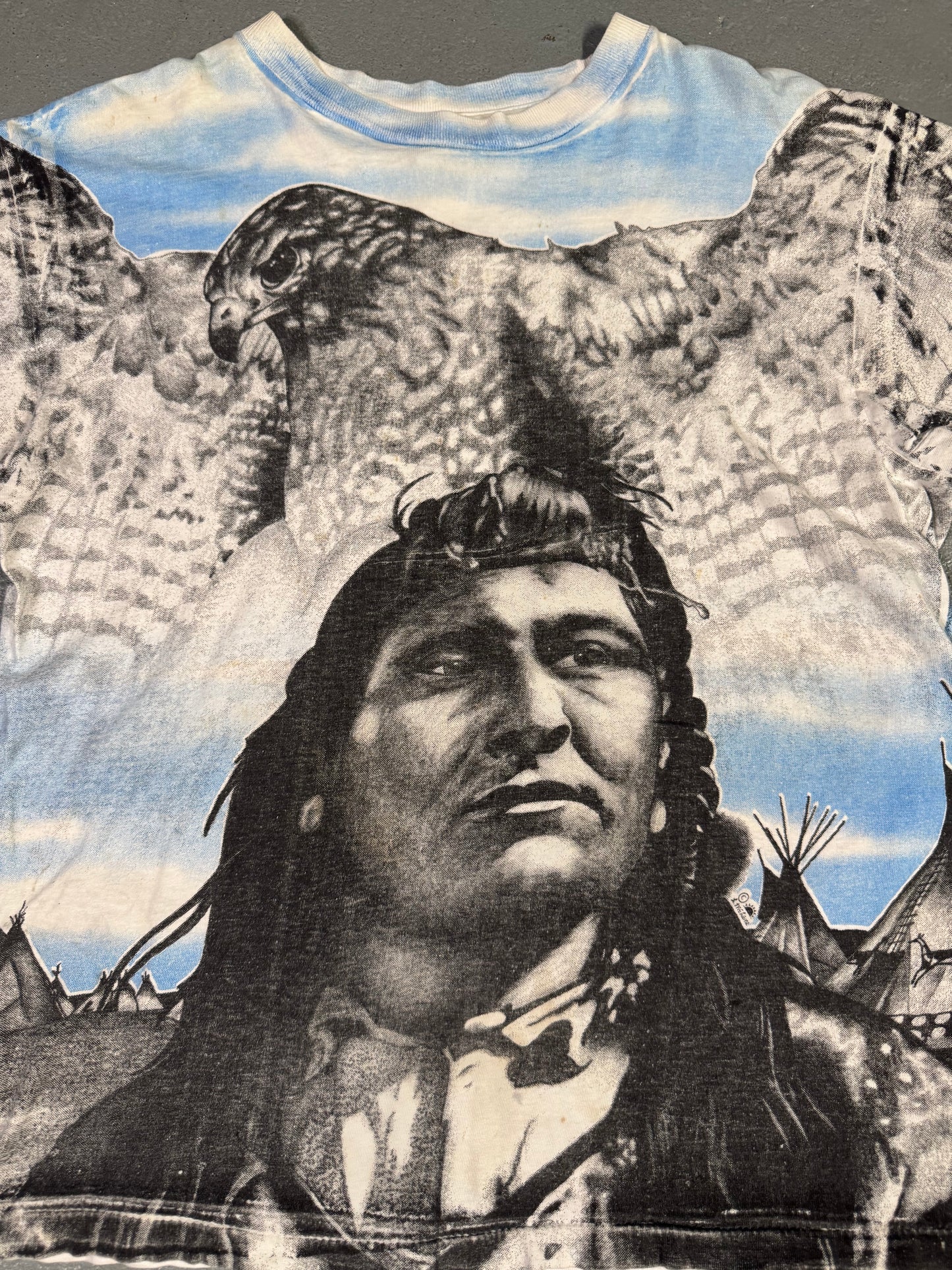 90s Native American Aop Tee Sz L